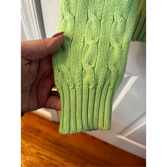 Ralph Lauren Light Green Cable Knit Polo Pony Crew Neck Sweater sz M EUC - Picture 4 of 6